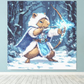 Capybara Ice Archer - Fantasy Pixel Art Leinwanddruck (Insitu (Holzboden))