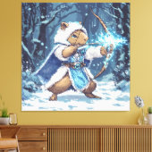 Capybara Ice Archer - Fantasy Pixel Art Leinwanddruck (Insitu (Wohnzimmer))