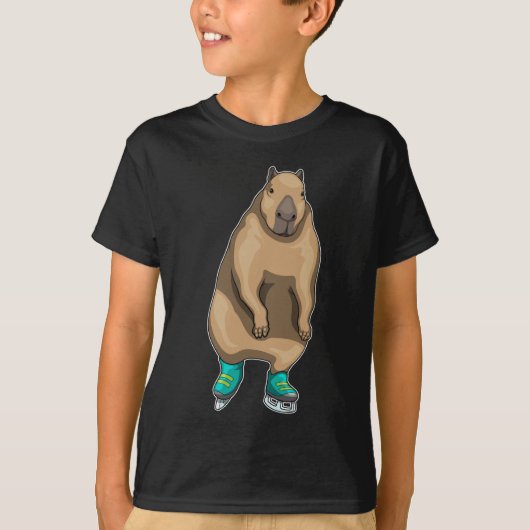 Capybara Ice Skaten Ice Skate T-Shirt (Vorderseite)