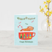 Capybara im Cup Niedlich Capybara Happy Holiday Karte (Gelbe Blume)