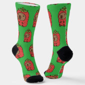 Capybara im Erdbeeranzug Socken | Süßes Tier  (Gewinkelt)