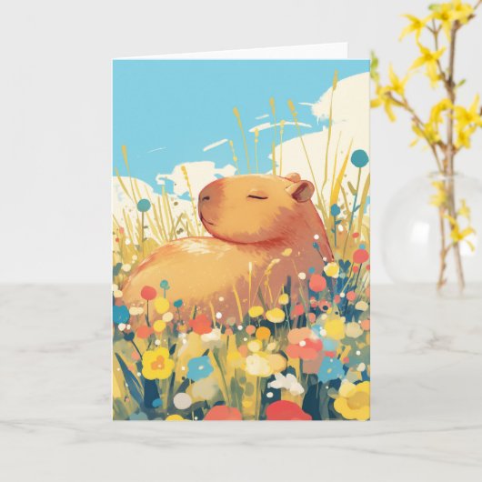 Capybara im Traumgebiet Karte (Gelbe Blume)