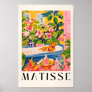 Capybara in Badewanne Kunst Print, rosa Tropenbad Poster