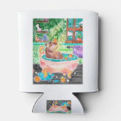 Capybara in Bath Tub with Oranges Dosenkühler (Rückseite)