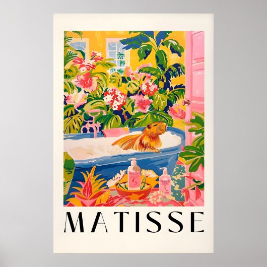 Capybara in Bathtub Art Print Pink Tropical Poster (Vorne)