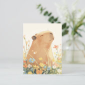 Capybara in Colorful Summer Wildflower Meadow Postkarte (Stehend Vorderseite)