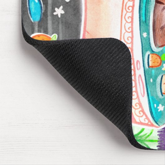 Capybara in der Badewanne mit Orangen Mousepad (Ecke)