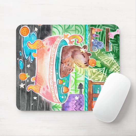 Capybara in der Badewanne mit Orangen Mousepad (Mit Mouse)