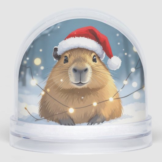 Capybara in der Weihnachtsmannmütze Weihnachtsschn Schneekugeln (Vorderseite)