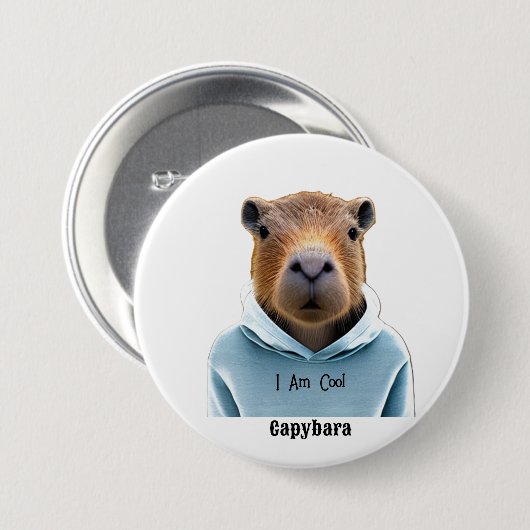 CAPYBARA in einer Hoodie Ich bin Cool Button (Vorne & Hinten)