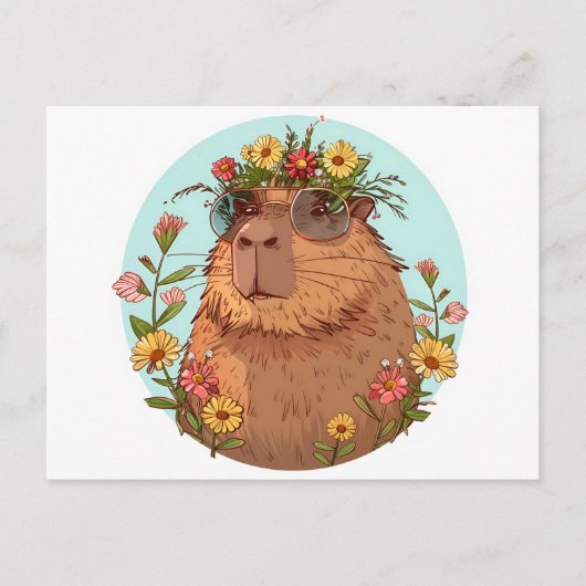 Capybara in Sonnenbrille Sommerzeit Postkarte (Vorderseite)