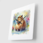 Capybara in the Light 161024AREF145 - Watercolor Quadratische Wanduhr (Winkel)