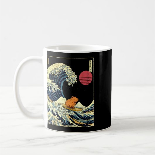 Capybara Japanese Kanagawa Wave Funny Surf Animal  Kaffeetasse (Links)
