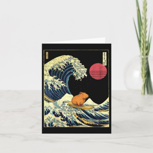 Capybara Japanisch Kanagawa Wave Funny Surf Tier Karte (Vorderseite)