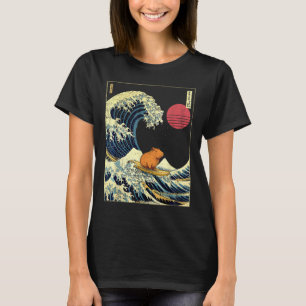 Capybara Japanische Kanagawa Welle Lustiges Surf T T-Shirt