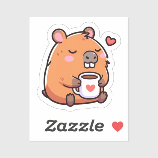 Capybara-Kaffee-Liebe Aufkleber (Blatt)