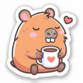 Capybara-Kaffee-Liebe Aufkleber (Vorderseite)