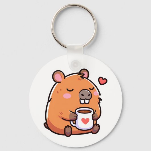 Capybara-Kaffee-Liebe Schlüsselanhänger (Vorderseite)