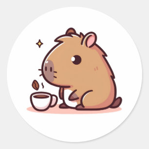 Capybara-Kaffeeliebhaber Runder Aufkleber