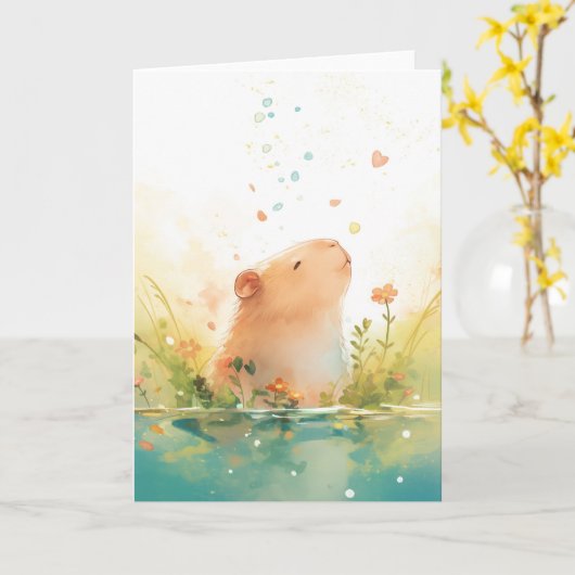 Capybara Karte (Gelbe Blume)