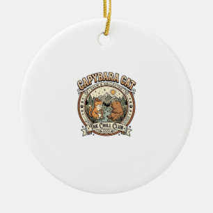 Capybara Katze Capybara Chill Katze Vintage Vektor Keramik Ornament