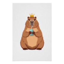 Capybara King Poster, Süße Tier-Wandkunst für Kind