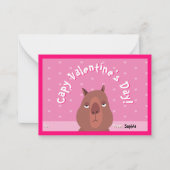 Capybara-Klassenzimmer Valentinstag-Karte | Rosa Mitteilungskarte (Vorderseite)