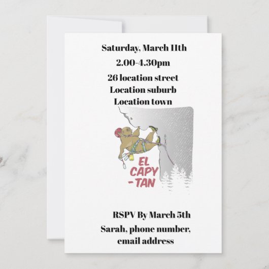 Capybara Klettern Einladung (Rückseite)