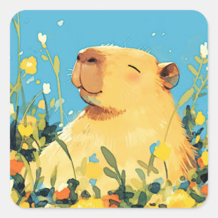 Capybara-Komfort Quadratischer Aufkleber