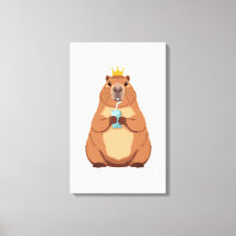 Capybara König Leinwand, süße Tier-Wandkunst für K