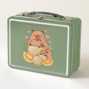 Capybara läuft auf Obst und Nickerchen Melonen Fam Metall Brotdose