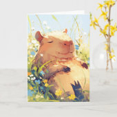 Capybara Lazy Days Karte (Gelbe Blume)