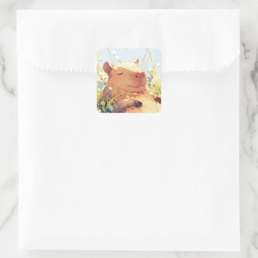 Capybara Lazy Days Quadratischer Aufkleber (Tasche)
