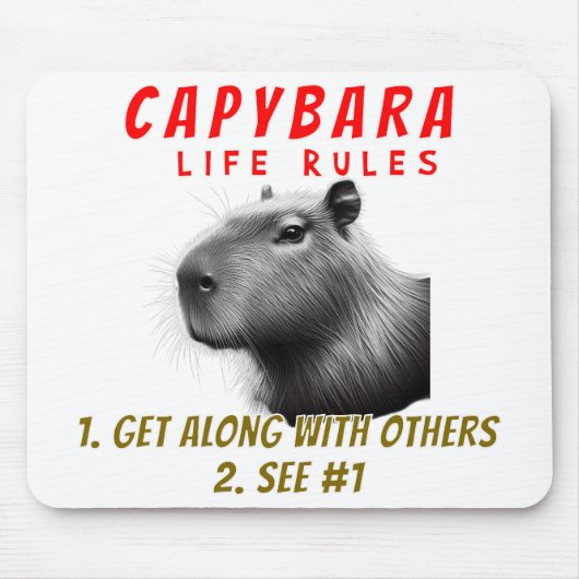 Capybara-Lebensregeln - gemeinsam mit anderen Mousepad (Vorne)