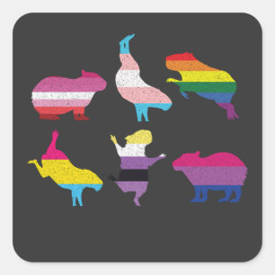 Capybara LGBTQ Rainbow Water Pig Transgender Pride Quadratischer Aufkleber