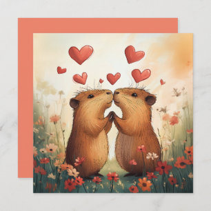 Capybara Liebe - Ein romantischer Moment auf der W Einladung