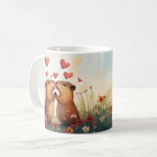 Capybara Liebe - Ein romantischer Moment auf der W Kaffeetasse (Vorderseite Links)
