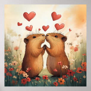 Capybara Liebe - Ein romantischer Moment auf der W Poster