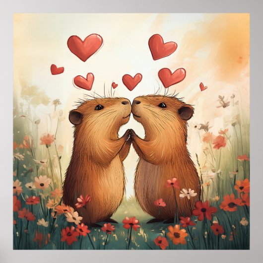Capybara Liebe - Ein romantischer Moment auf der W Poster (Vorne)