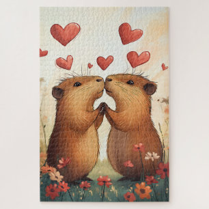 Capybara Liebe - Ein romantischer Moment auf der W Puzzle
