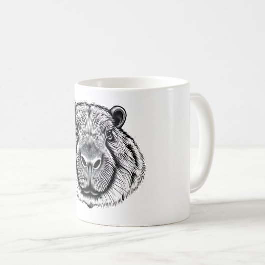 Capybara Liebe Schwarz & Weiß T - Shirt Kaffeetasse (VorderseiteRechts)