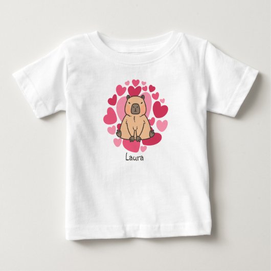 Capybara Lieben mit viel Herz Personalisiert Baby T-shirt (Vorderseite)
