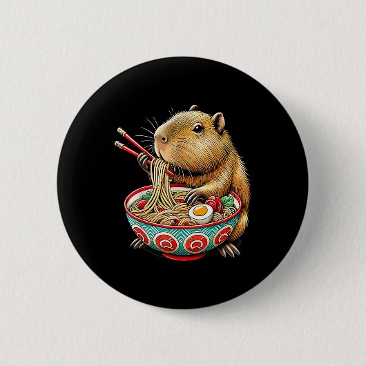 Capybara Lieben Noodle Capybara essen japanischen  Button (Vorderseite)