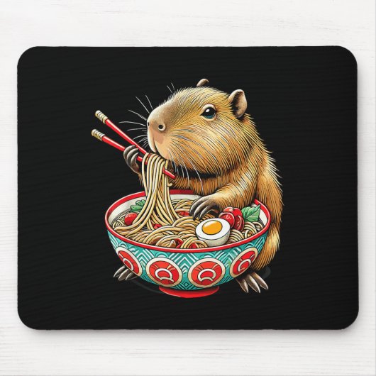 Capybara Lieben Noodle Capybara essen japanischen Mousepad (Vorne)