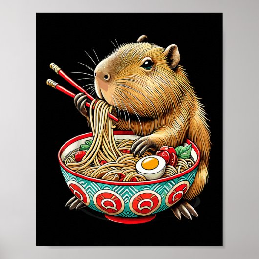 Capybara Lieben Noodle Capybara essen japanischen  Poster (Vorne)