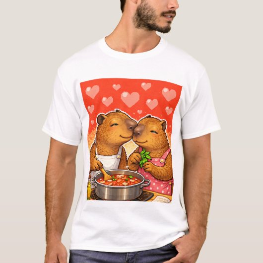 Capybara liebt Kochen T-Shirt (Vorderseite)