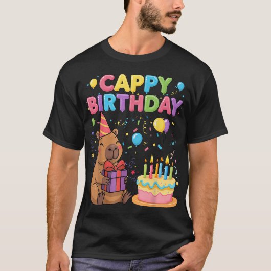 Capybara Lovers Cappy Birthday Girl Boy Happy T-Shirt (Vorderseite)