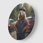 "Capybara Mechanic: Fett, Gänge und gute Roben" Große Wanduhr (Winkel)