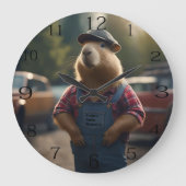"Capybara Mechanic: Fett, Gänge und gute Roben" Große Wanduhr (Vorderseite)