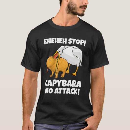 Capybara Meme Pelican eats Eheheh Stop T-Shirt (Vorderseite)
